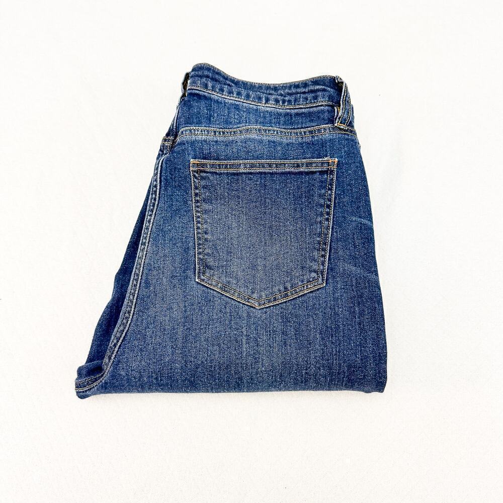 TGLA Dark Wash Straight Leg Cuffed Hem Cropped Button Fly Denim Jeans Size 30